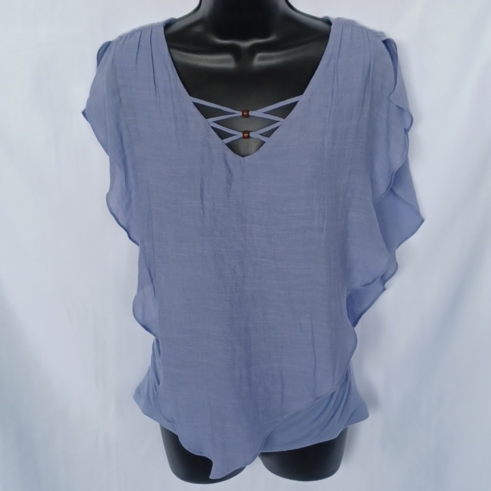 ❄️NWT Apt. 9 Cloud Blue Popover Blouse Size XSMALL